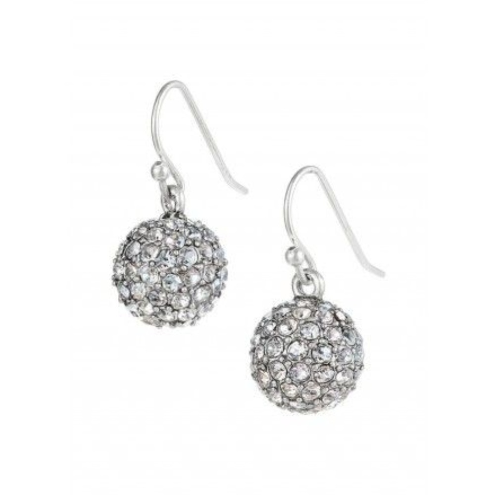 Stella & Dot | SILVER Handset Pavé Soirée Drop Earrings Crystal - Picture 2 of 6